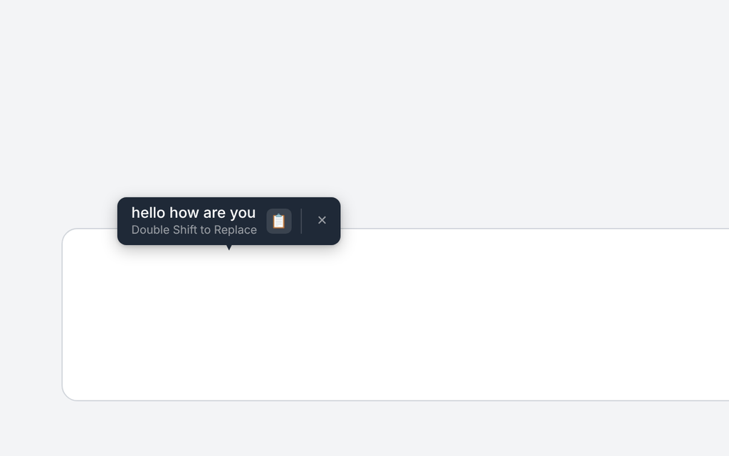 Semek tooltip suggesting the corrected text above a message box
